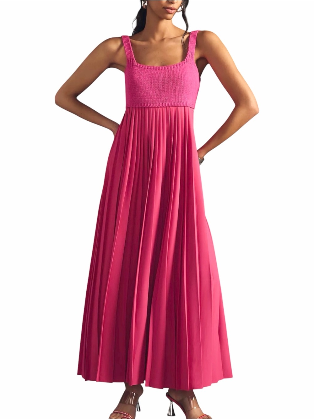 Anthropologie Mare Mare Pink Pleated Maxi Dress SMALL